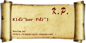 Kléber Pál névjegykártya
